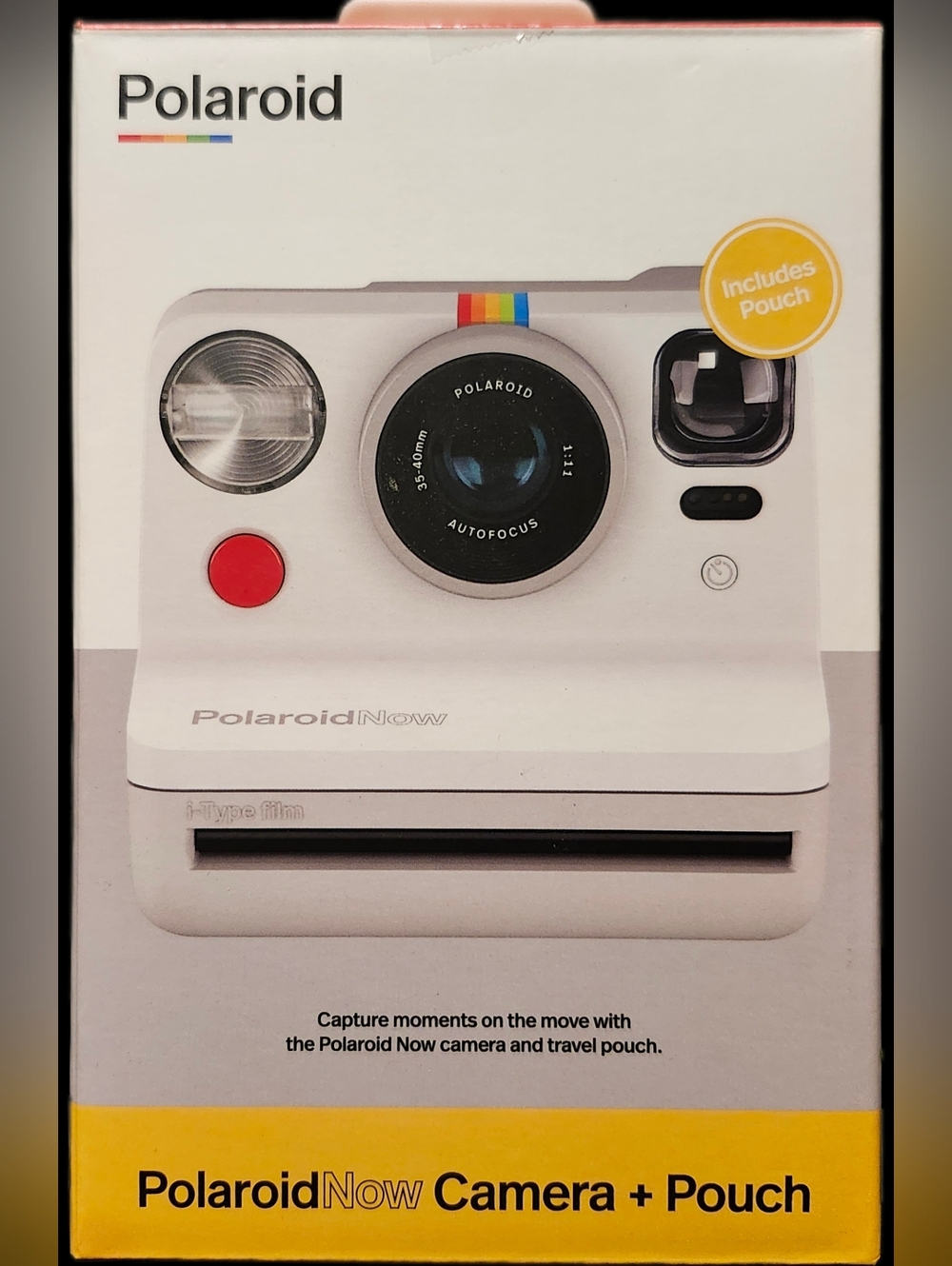 Polaroid Now White Instant Camera with Red Pouch. Like New